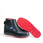 Men Ankle Boot Braided Leather Black With Red Sole