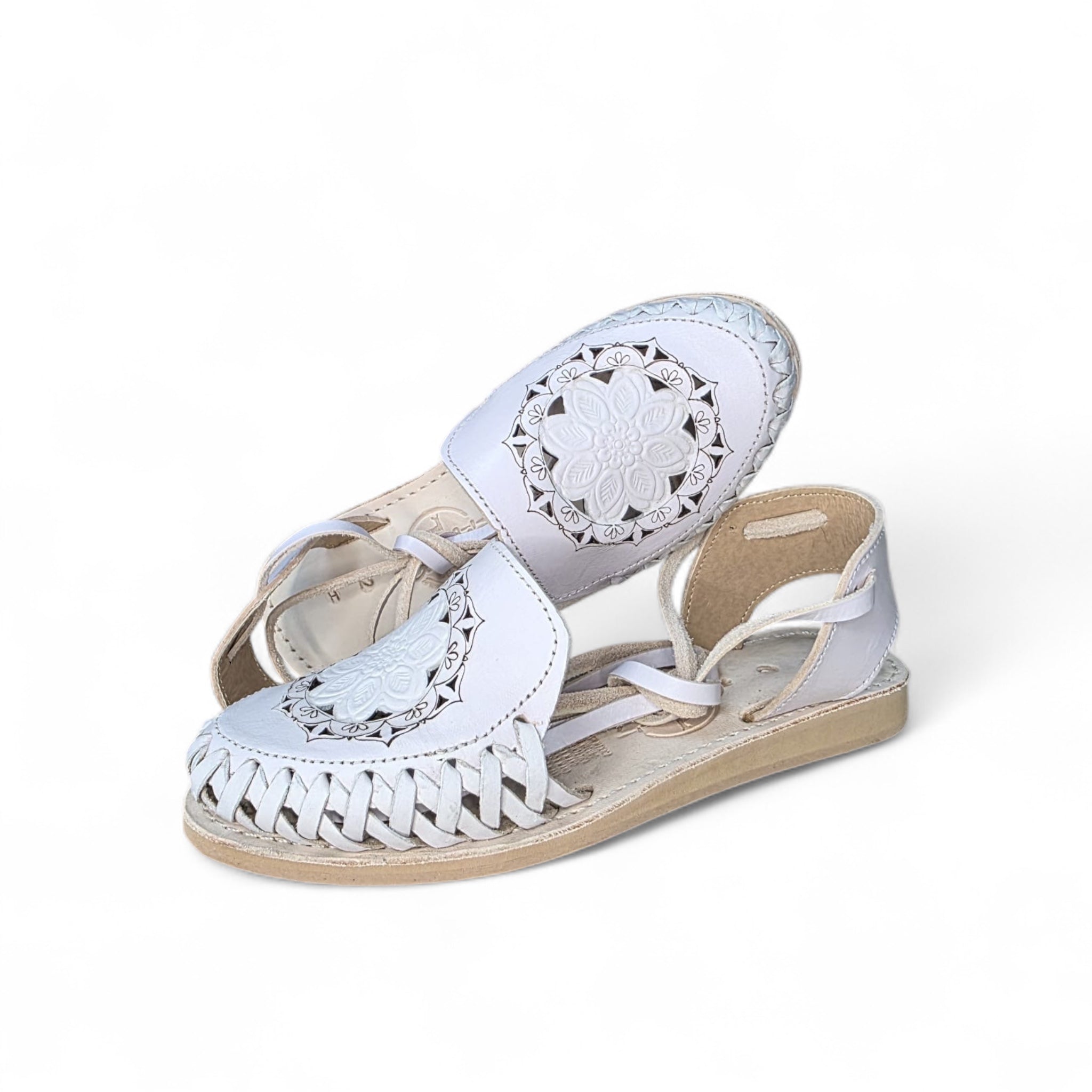 Zapatos de mujer de cuero Ci 205 blancos con cordones