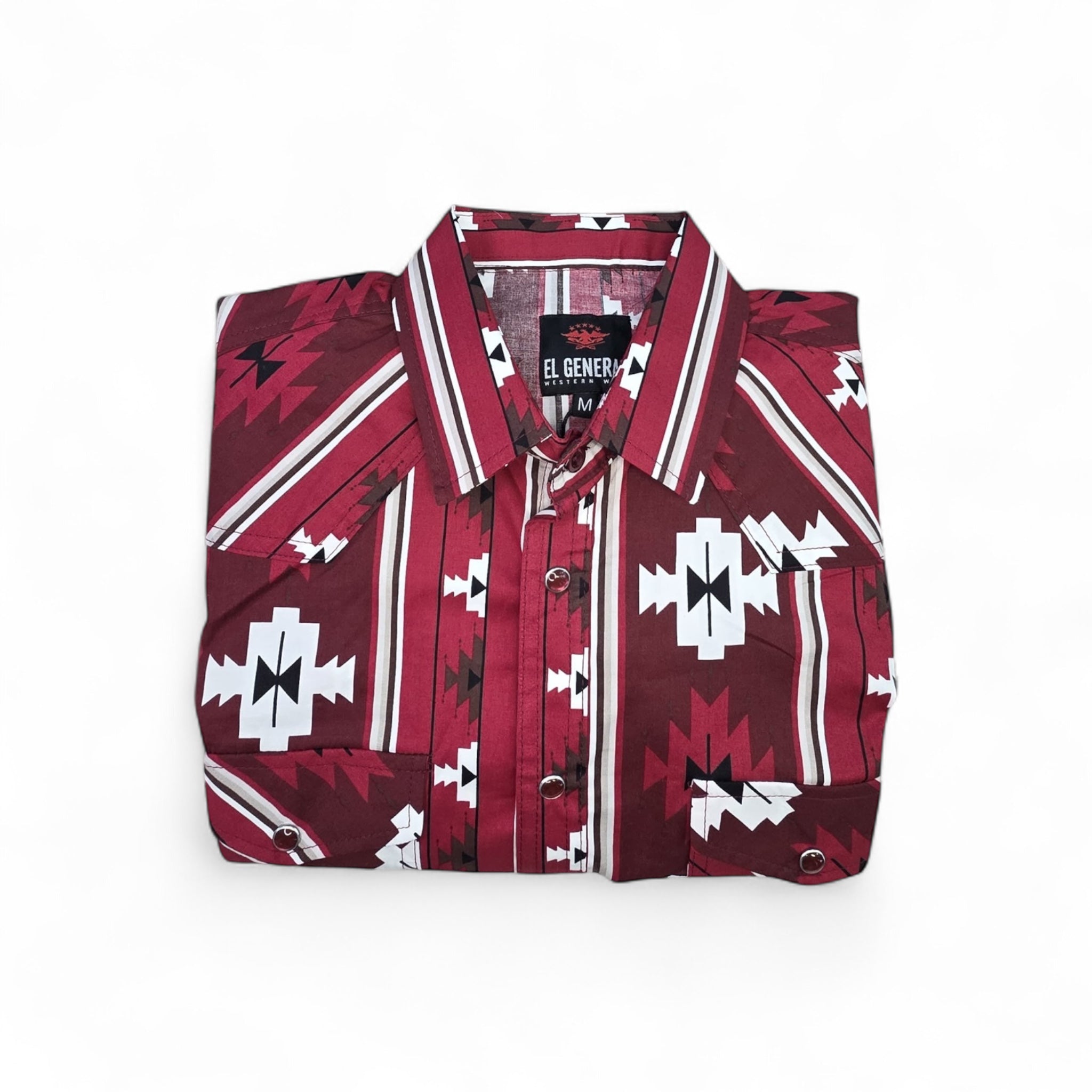 Men Long Sleeve Button Up Western Shirt ElGl 44472 Red Tribal Shirt