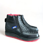 Men Ankle Boot Braided Leather Black With Red Sole