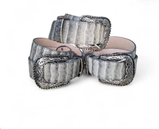 Men Belt White Python