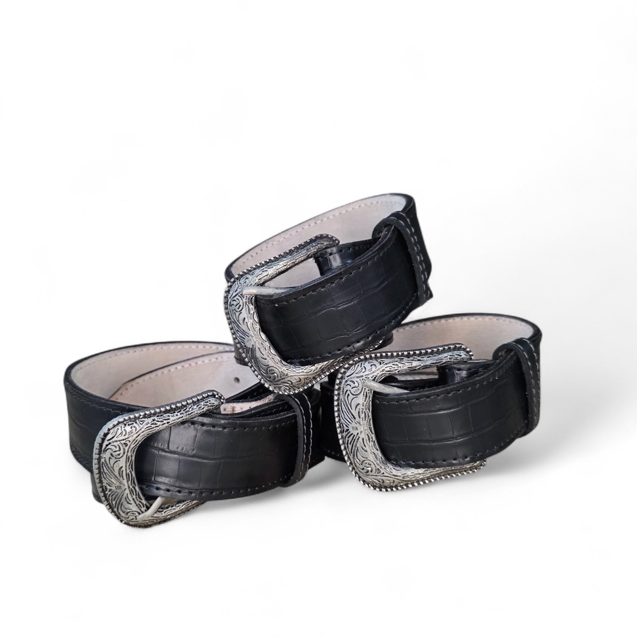Men Belt Black Crocodile