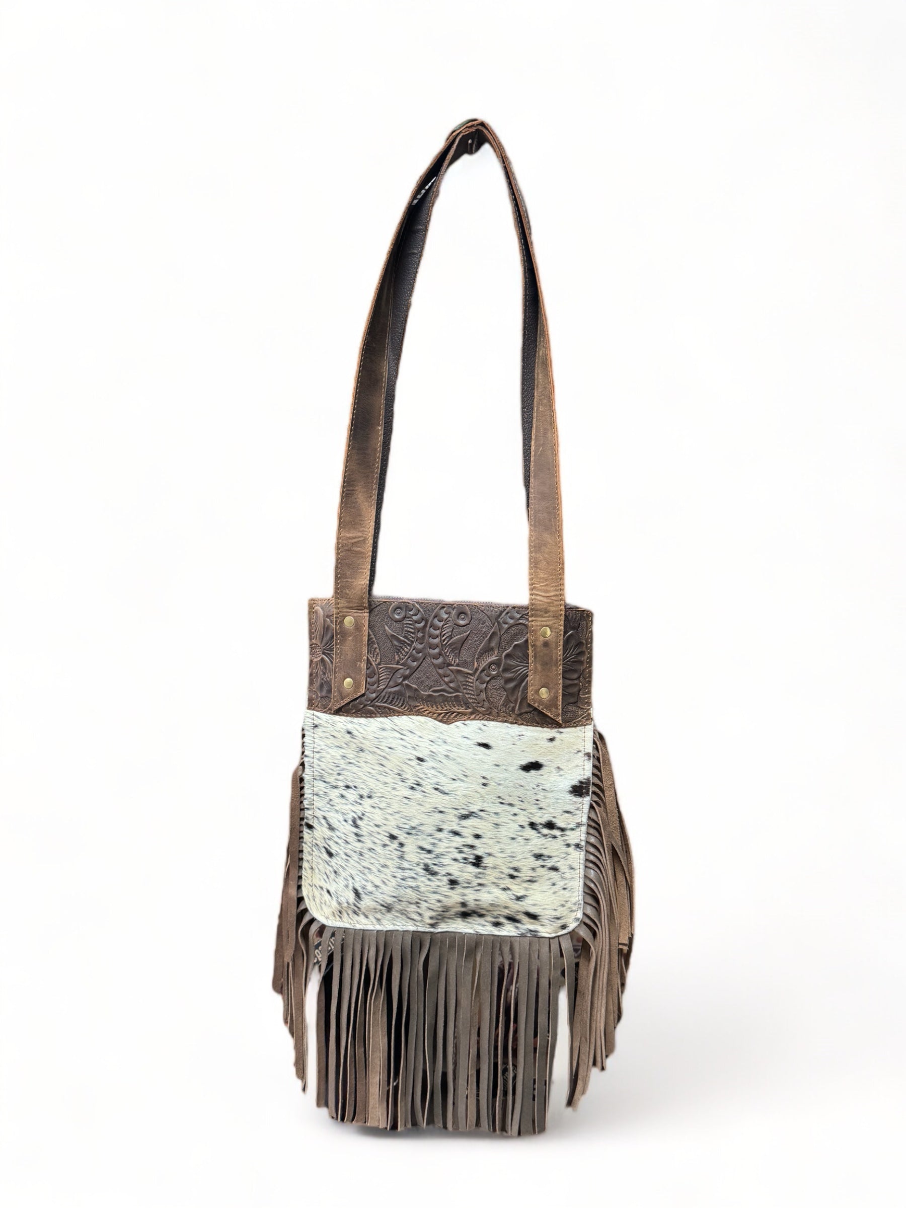 Bolso bandolera de piel de vaca para mujer