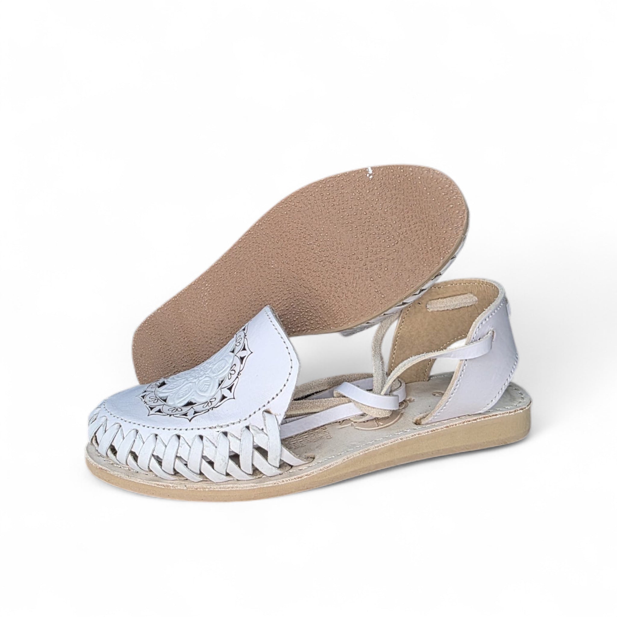 Zapatos de mujer de cuero Ci 205 blancos con cordones