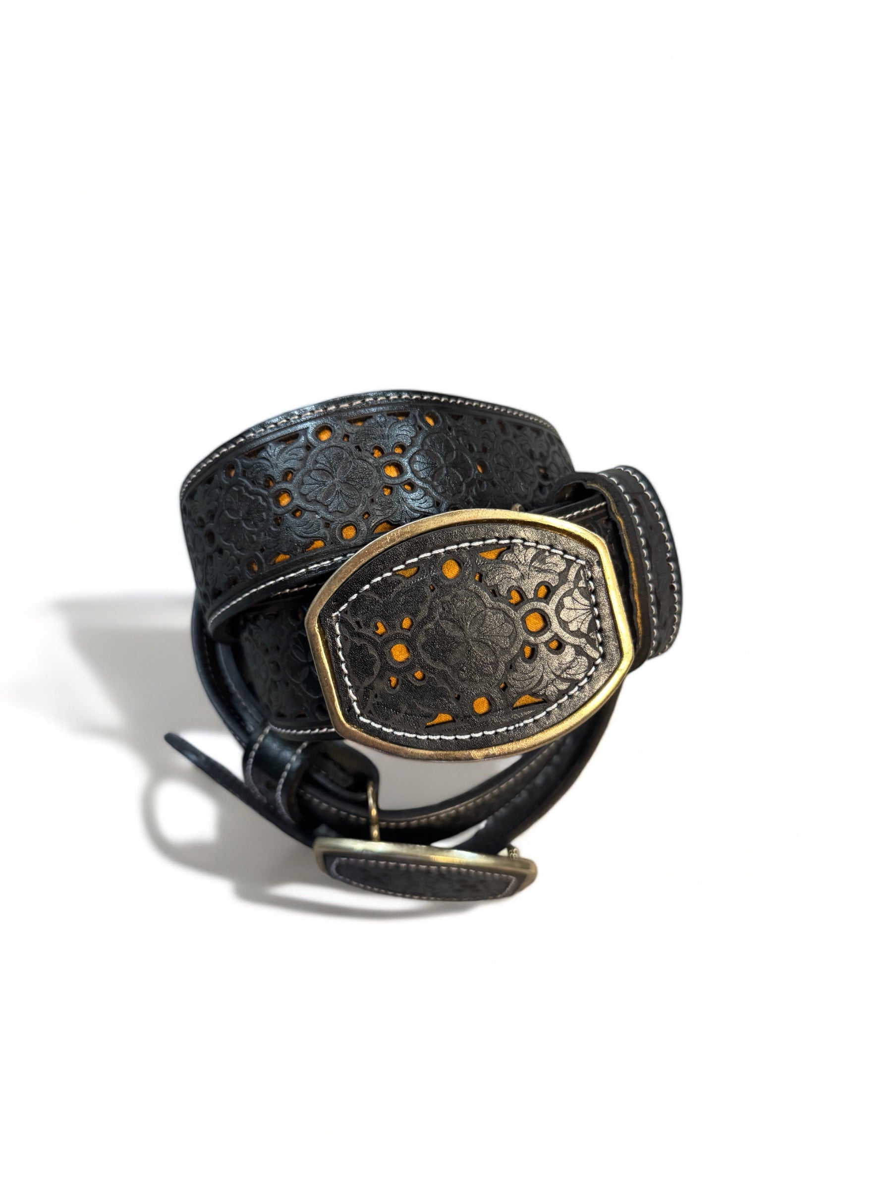 Men Belt with Square Buckle Black