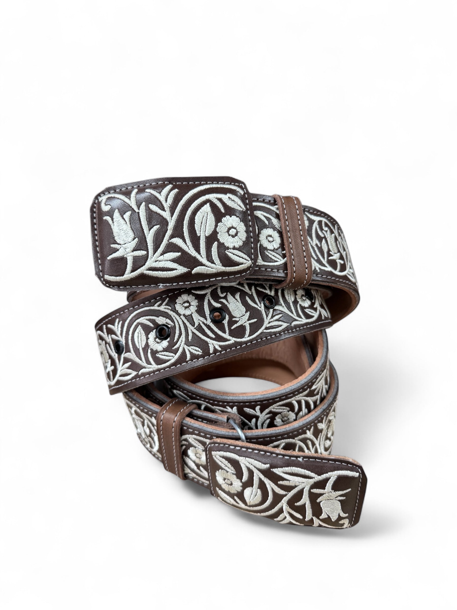 Men Embroidered Leather Belt