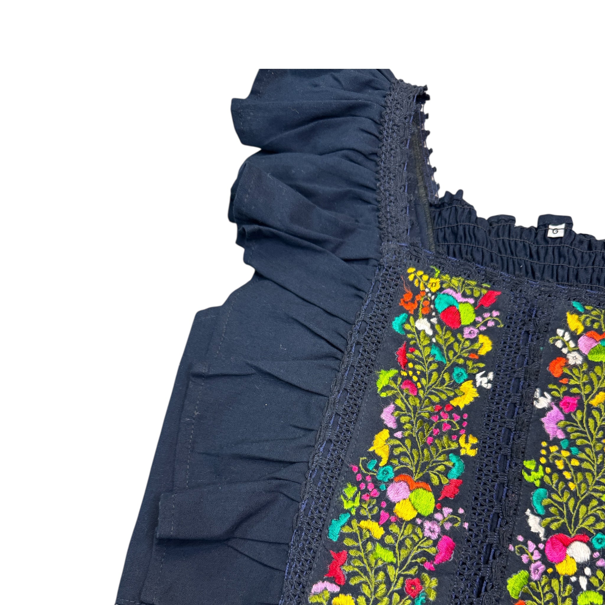 Top acampanado bordado hecho a mano para mujer