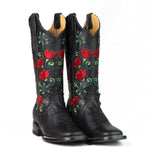 Red Flowers Boots ReyMe 063FL4