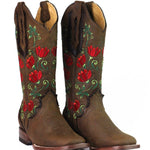 Red Flowers Boots ReyMe 063FL4