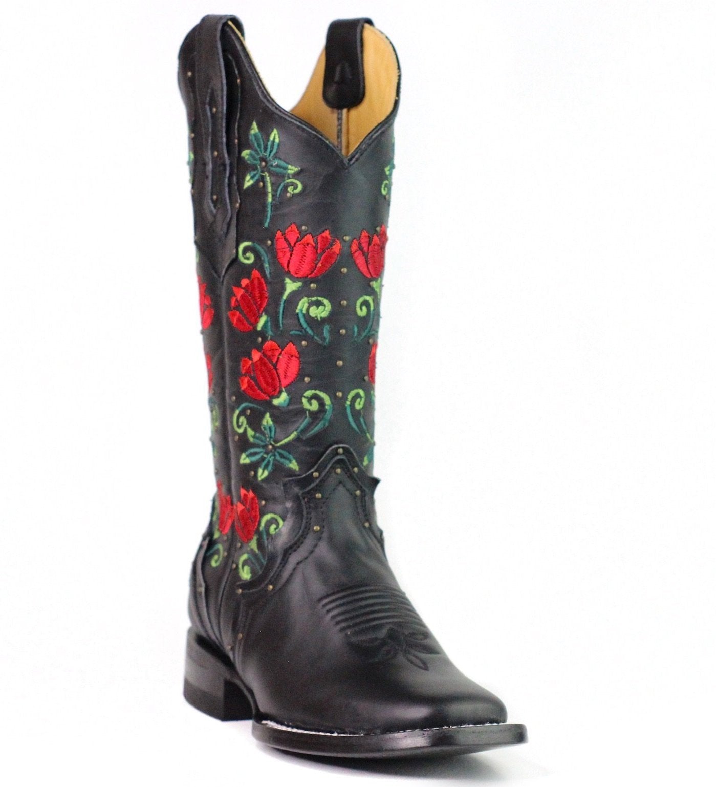 Red Flowers Boots ReyMe 063FL4